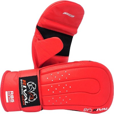 RIVAL Boxing RB5 Hook and Loop Leather Training Bag Mitts - Red