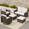 EAGLE PEAK Ocean Vista 5 piece Patio Variated Brown Wicker Conversation Set Swivel Chairs, Loveseat - 2 of 4