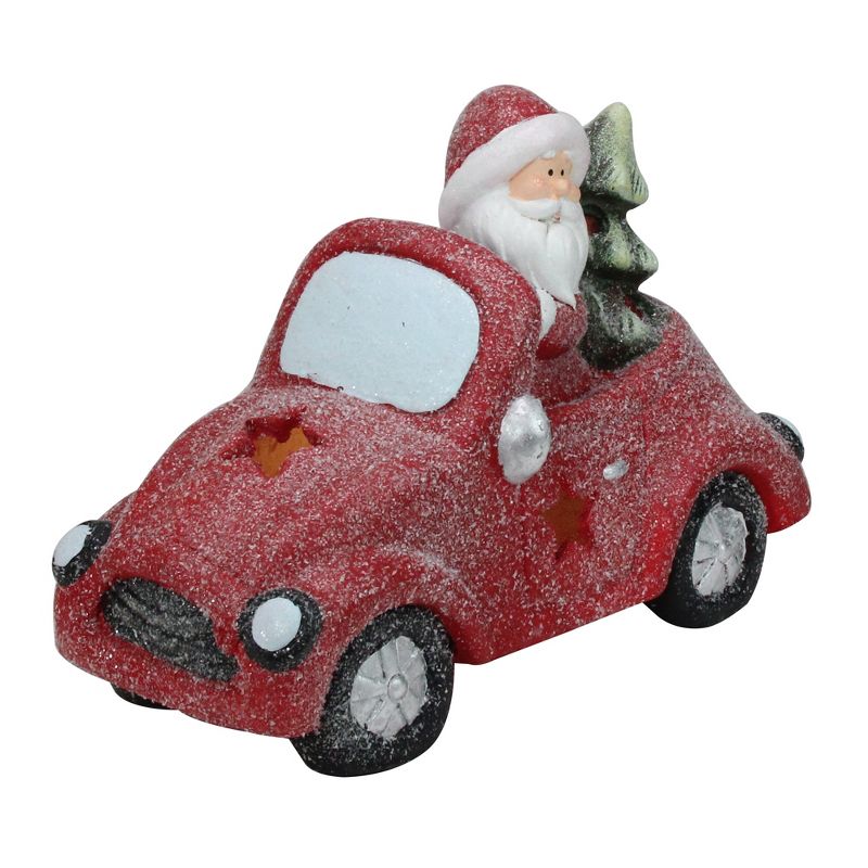 Northlight 14" Red LED Lighted Magnesia Glitter Car with Santa Claus Christmas Tabletop Decor, 1 of 4