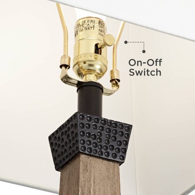 Set of 2 Tall Rustic Farmhouse Table Lamps with White Fabric Shades