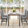 Hooseng Modern Style 5-Piece Dining Room Table And Chairs Set, Faux Marble MDF Table Top and Velvet Upholstered Chairs Dining Table Set for 4 - 2 of 4