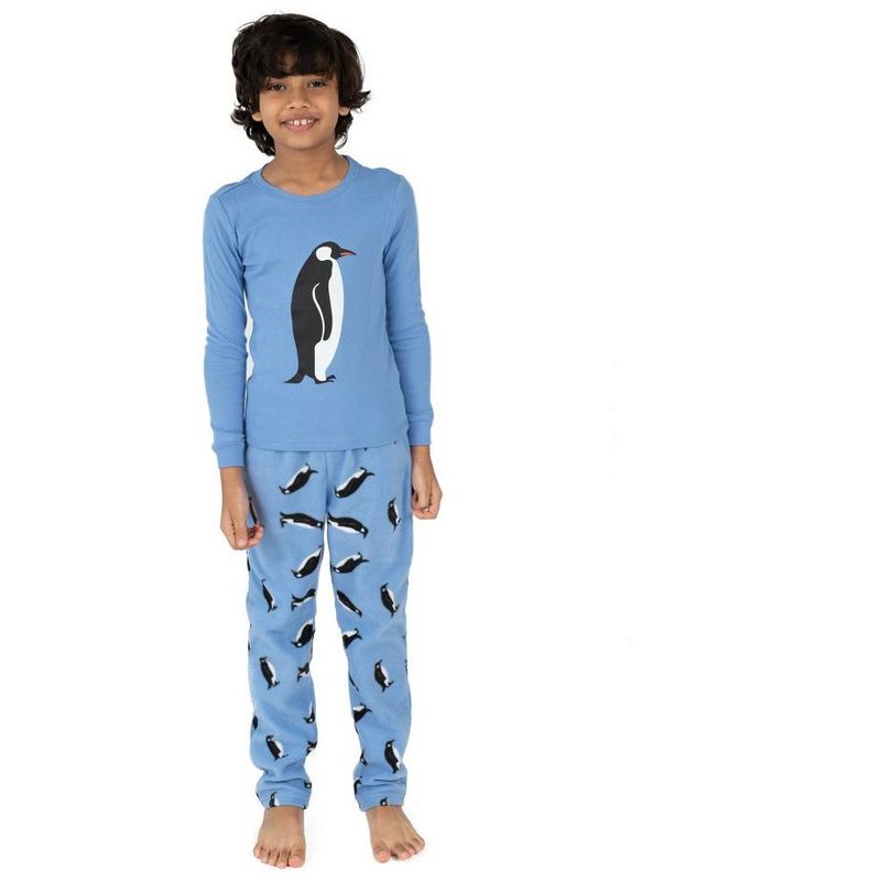 Leveret Kids Cotton Top and Fleece Pants Christmas Pajamas, 2 of 3