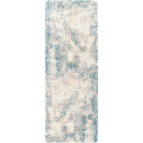 7'9 Round Rug-Modern Aqua And Grey