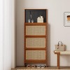 Angel Sar Rattan Shoe Cabinet Storage for Entryway with 3 Flip Drawer, Hidden Shoe Storage Cabinet, Brown - 3 of 4