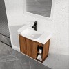 Vynxaria 24 in. Single Wall-Mounted Brown Ebony Plywood Bath Vanity with White Ceramic Top KD-PACKING Ready to Assemble - 2 of 4
