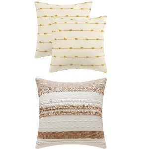 REGALWOVEN 3 Pcs Striped Modern Decorative Throw Pillow Covers Square 18" x 18" - 1 of 4