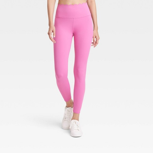 Women s Scallop Detail High Rise 7 8 Leggings JoyLab Pink L