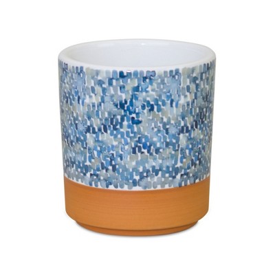 Blue and Terracotta Dolomite Mini Planters Set of 3
