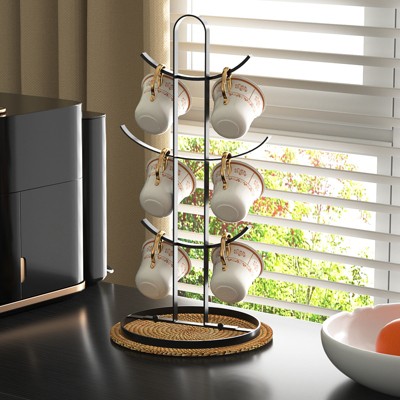 Aheaplus 6-Cup Mug Tree, Matte Black