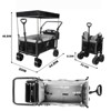 VisioGear Collapsible Wagon with Removable Canopy, Folding Wagon Cart with Cooler Bag, for Camping Beach Shopping, Black&Gray, 45"*20"*47" - 3 of 4