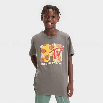 Boy's Mtv Pepperoni Pizza Logo T-shirt - Black - Medium : Target
