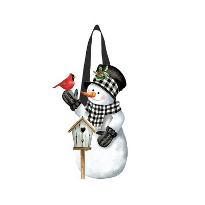 Briarwood Lane Winter Door Hanger 20x13 Checkered Snowman For Winter Door Hanger