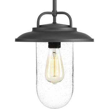 Progress Lighting Beaufort 1-Light Hanging Lantern, Steel, Black Finish, Clear Seeded Glass Shade
