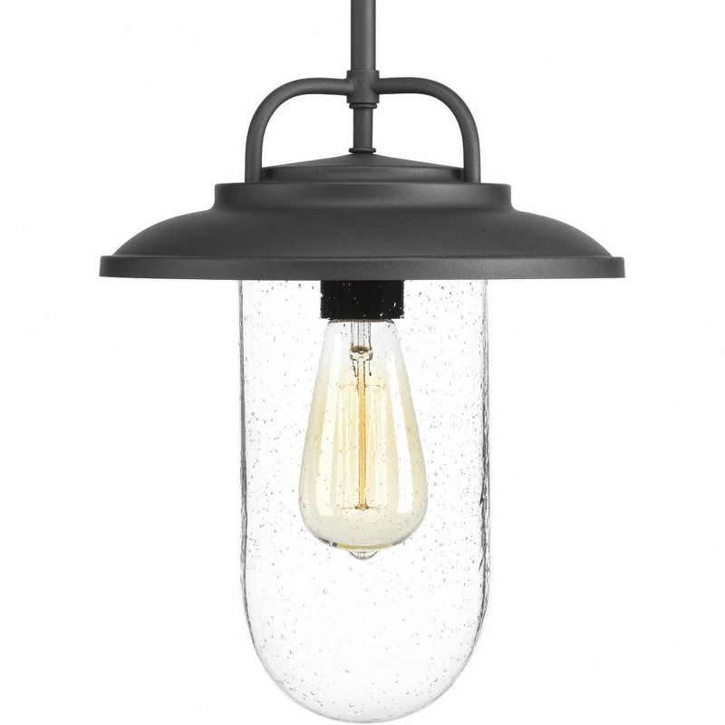 Progress Lighting Beaufort 1-Light Hanging Lantern, Steel, Black Finish, Clear Seeded Glass Shade, 1 of 6