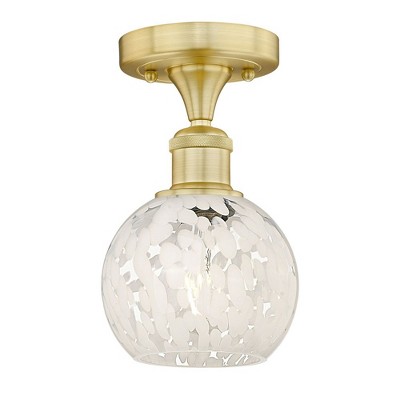 White Mouchette - 1 Light Semi-Flush Mount In Modern Style-8.13 Inches Tall and 6 Inches Wide