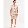 Lars Amadeus Men's Short Sleeve Top and Pants Summer Satin Pajama Sets - 2 of 4
