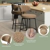 WestinTrends Alexandria Modern Upholstered Faux Shearling Fabric Counter Height Bar Stools with Back (Set of 2), Camel - 3 of 4
