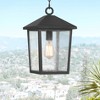 John Timberland Westmont 15 3/4" High Modern Outdoor Pendant Light Fixture Ceiling Porch House Hanging Sand Black Aluminum Seeded Glass Shade - 2 of 4