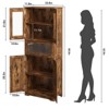 Coolmee Tall Bathroom Cabinet, 67 inch Storage Cabinet with Glass Doors and Adjustable Shelf, Freestanding Cupboard for Small Spaces - 2 of 4
