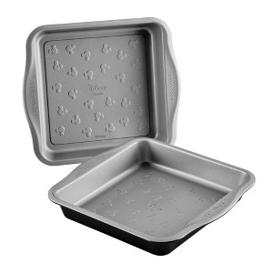Farberware 2pc 9" Disney Bake with Mickey Mouse Nonstick Square Cake Pan Set Black - 1 of 4