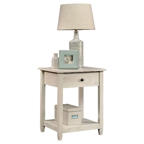 Edge Water Side Table With Drawer And Stationary Shelf Chalked