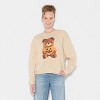 Women's Teddy Bear Pumpkin Graphic Sweatshirt - Beige - 2 of 3