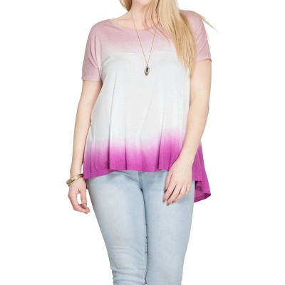 Women's Ombre Short Sleeve Tunic Top - PLUS - SHE + SKY