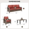 EAGLE PEAK Outdoor Wicker Patio Conversation Set, 2 Chairs, 3-Seat Loveseat and Coffee Table, 4 Pieces - 3 of 4
