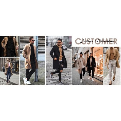 COOFANDY Mens Wool Blend Coat Winter Trench Coats Notched Lapel Collar Single Breasted Overcoat Classic Peacoat With Pockets Dark Grey S — фото 3