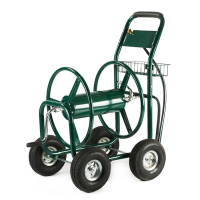 XtremepowerUS Outdoor 300' Hose Reel Cart Capacity Patio Garden w/ Wheels, Green