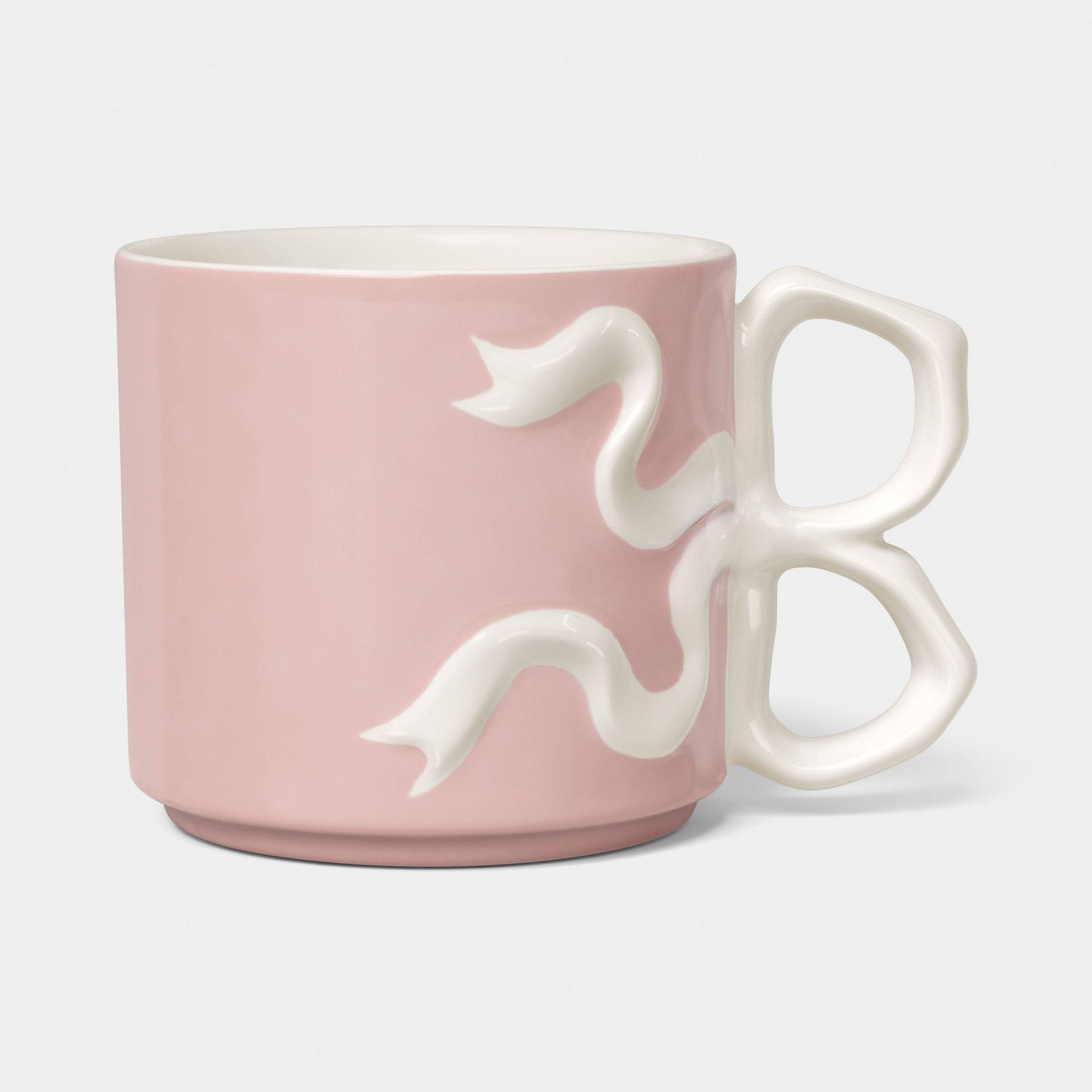 17.22 fl oz Stoneware Bow Mug Pink - Room Essentials™