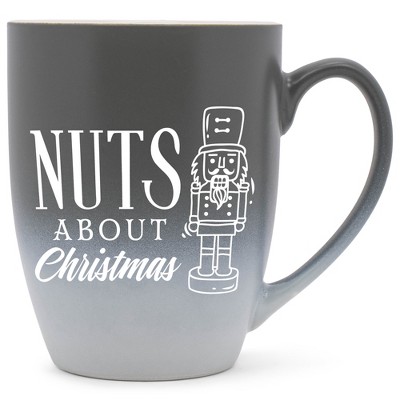 Elanze Designs Nuts About Christmas Two Toned Ombre Matte Gray and White 12 ounce Ceramic Stoneware Coffee Cup Mug