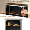 Syemin Folding Tables Portable Folding Bar Table Shelf, Tradeshow Podium Table with Carrying Bag, Heavy-Duty Patio Table, Brown, 39.37"*14.96"*34.65" - 3 of 4