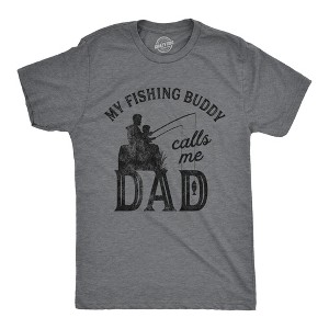 Mens My Fishing Buddy Calls Me Dad T Shirt Funny Fathers Day Graphic Novelty Tee - Crazy Dog Men's T Shirt - 1 of 4