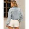 INSPIRE CHIC Women's Fringe Long Sleeve Frayed Hem Crop Denim Jacket - 4 of 4