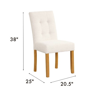 Ivory Linen Upholstered Tufted Parsons Side Chair Set