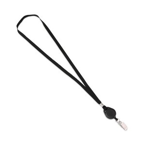 Advantus Lanyards with Retractable ID Reels, Metal Clip Fastener, 34" Long, Black, 12/Pack - 1 of 4