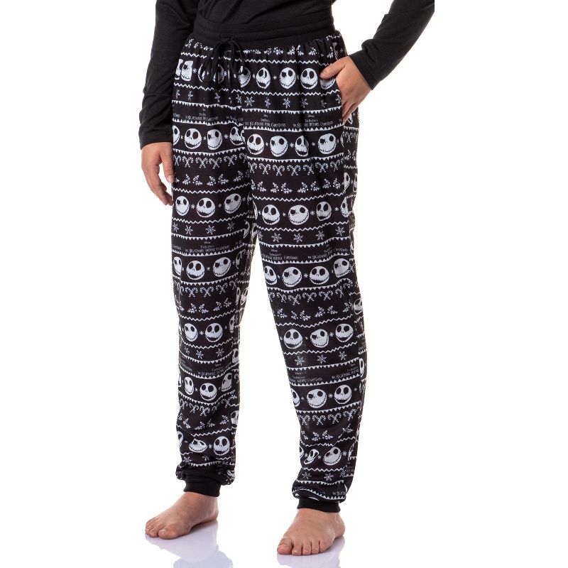 The Nightmare Before Christmas Women's Jack Skellington Jogger Pajama Set Black, 3 of 6
