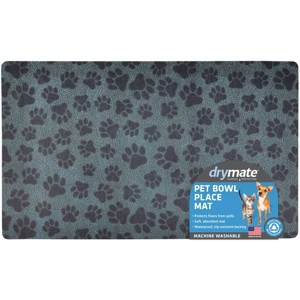 Drymate 12"x 20" Feeding Placemat for Cats and Dogs - Black Paw Dots - 1 of 4