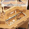 Acekool Fluted Vanity Table with Mirror, Glass Top, Cabinet and Drawers, Makeup Desk - 4 of 4
