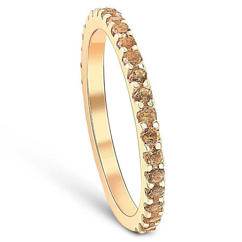Pompeii3 3/4Ct Genuine Citrine Eternity Ring Stackable Band 10k Yellow Gold, 2 of 6