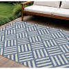 Navy Blue And Ivory Geometric Washable Indoor Outdoor Area Rug - 2 of 4