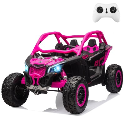 2 Seater Ride on UTV Car, Licensed Can-Am Electric Off-Road Car, 4WD Kids Truck w/Remote Control, 2 * 24V 7AH Batteries,4 * 200W Motor, 23" Large Seat