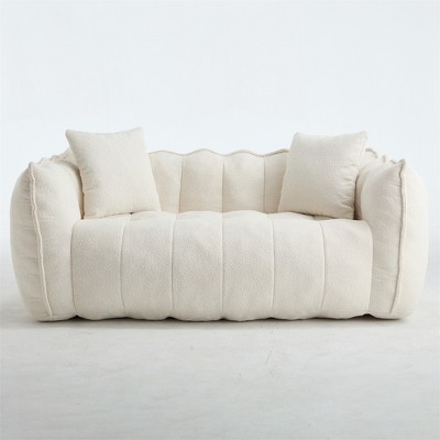 OUTSUPPLY Soft Bean Bag Chair for Two, High-Resilience Foam, Square Lounger with Armrests, Chenille Cover for Living Room