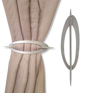 Evideco French Home Goods Elegant Metal Curtain Tiebacks, Oval Design for Easy Install – Perfect for Drapes, Curtains, and Sheer Panels - 1 of 4