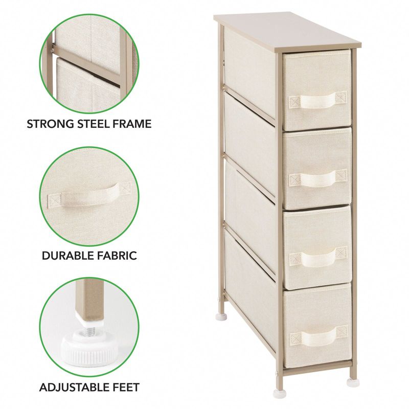 mDesign Narrow Dresser Storage Tower Stand with 4 Fabric Drawers,, 2 of 8