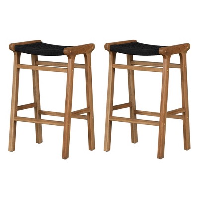 South Shore Set of 2 Balka Counter Height Barstools Black/Natural