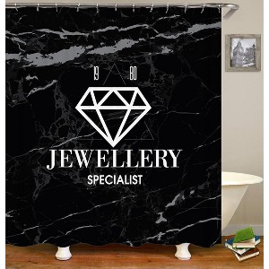 Black Jewellery Shower Curtains for Bathroom Waterproof Fabric Bath Curtain Durable Soft Stylish Bathroom Decor 72x72 Inch - 1 of 1