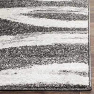 Charcoal and Ivory Synthetic Reversible Area Rug, 9' x 12'