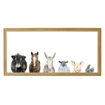 28" x 14" Farm Animals Art Board Rustic Brown - Petal Lane